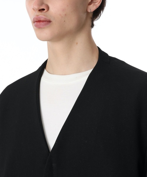 ATTACHMENT（アタッチメント）の「PE/RY DOUBLE CLOTH COLLARLESS COAT（ノーカラーコート・メンズ・ブラック/ブラウン/オフホワイト・1/2/3）」の8枚目の写真