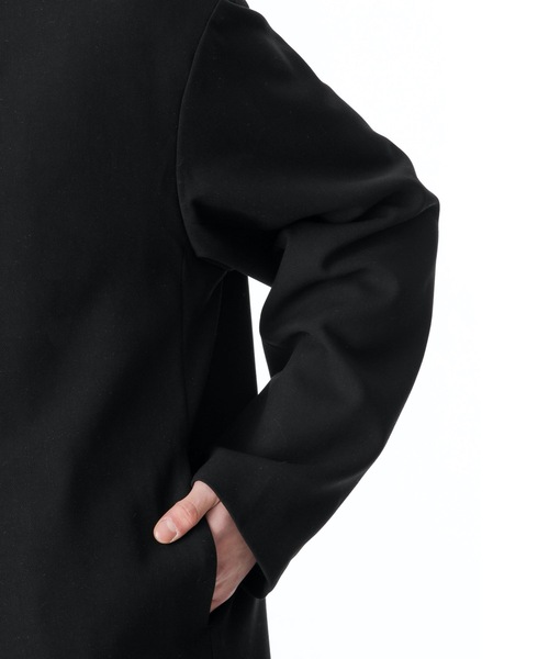 ATTACHMENT（アタッチメント）の「PE/RY DOUBLE CLOTH COLLARLESS COAT（ノーカラーコート・メンズ・ブラック/ブラウン/オフホワイト・1/2/3）」の9枚目の写真