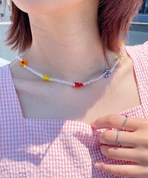 at12:03(アットイチニーゼロサン)の「2WAYフラワービーズマスクチェーンネックレス(ネックレス・レディース・その他1/その他2・FREE)」の1枚目の写真