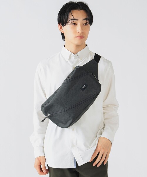 ユニセックス】ポリエステル 杢素材 ツイスト ジップ ウエストバッグ