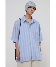 【MASONPRINCE】Oversized half sleeve striped shirt CS2080