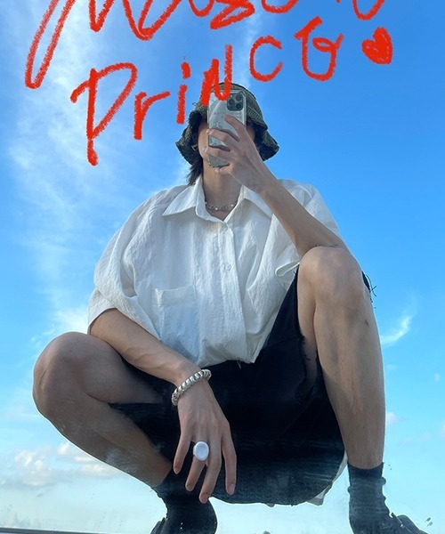MASONPRINCE(メイソンプリンス)の「【MASONPRINCE】Oversized half sleeve striped shirt CS2080(シャツ/ブラウス・メンズ・ホワイト/ライトブルー・L/S/M)」の3枚目の写真