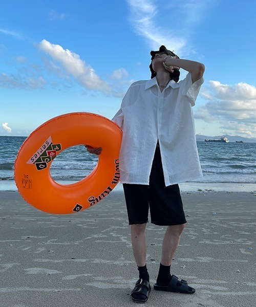 MASONPRINCE(メイソンプリンス)の「【MASONPRINCE】Oversized half sleeve striped shirt CS2080(シャツ/ブラウス・メンズ・ホワイト/ライトブルー・L/S/M)」の6枚目の写真