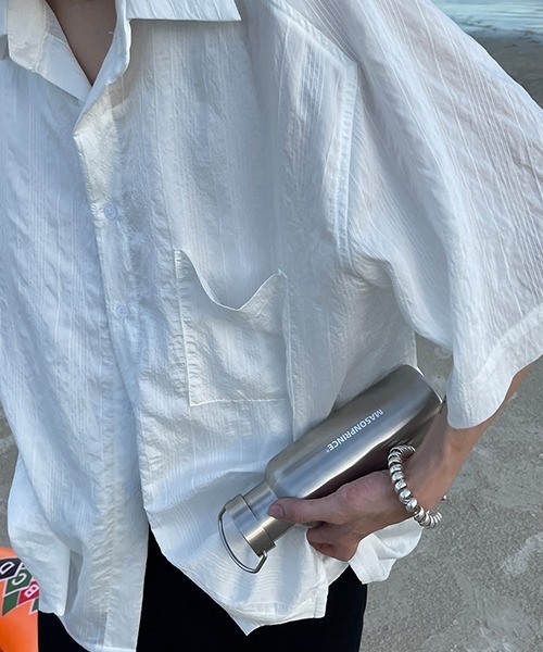 MASONPRINCE(メイソンプリンス)の「【MASONPRINCE】Oversized half sleeve striped shirt CS2080(シャツ/ブラウス・メンズ・ホワイト/ライトブルー・L/S/M)」の11枚目の写真