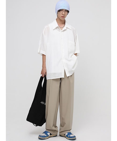 MASONPRINCE(メイソンプリンス)の「【MASONPRINCE】Oversized half sleeve striped shirt CS2080(シャツ/ブラウス・メンズ・ホワイト/ライトブルー・L/S/M)」の14枚目の写真