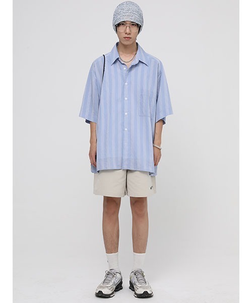 MASONPRINCE(メイソンプリンス)の「【MASONPRINCE】Oversized half sleeve striped shirt CS2080(シャツ/ブラウス・メンズ・ホワイト/ライトブルー・L/S/M)」の18枚目の写真