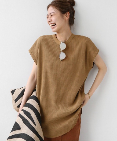 JOURNAL STANDARD relume(ジャーナルスタンダード レリューム)の「ビッグワッフルノースリーブ◆(Tシャツ/カットソー・レディース・ホワイト/ライトグリーン/キャメル・FREE)」の3枚目の写真