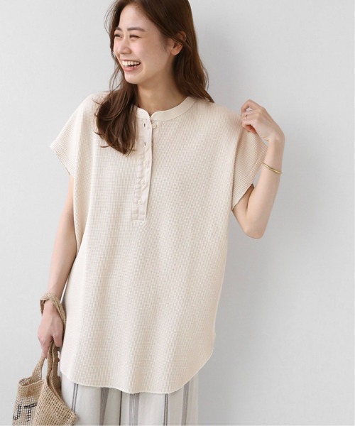 JOURNAL STANDARD relume(ジャーナルスタンダード レリューム)の「ビッグワッフルノースリーブ◆(Tシャツ/カットソー・レディース・ホワイト/ライトグリーン/キャメル・FREE)」の4枚目の写真