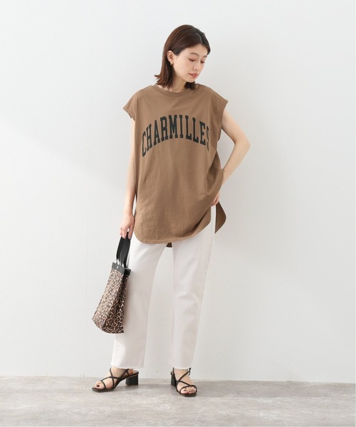 SLOBE IENA（スローブイエナ）の「カレッジフレンチスリーブTシャツ【手洗い可能】◆（Tシャツ/カットソー・レディース・ホワイト/ネイビー/ブラウン・FREE）」の6枚目の写真