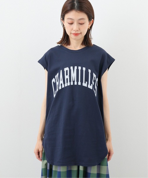 SLOBE IENA（スローブイエナ）の「カレッジフレンチスリーブTシャツ【手洗い可能】◆（Tシャツ/カットソー・レディース・ホワイト/ネイビー/ブラウン・FREE）」の9枚目の写真