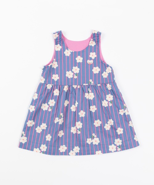 KP（ケーピー）の「cocoちゃんアップリケ付き天竺とビエラストライプ花プリントのリバーシブルジャンパースカート(100-130cm)（ジャンパースカート・キッズ・オートミール/ピンク・110cm/100cm/130cm/120cm）」の6枚目の写真