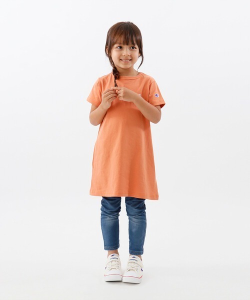 Champion(チャンピオン)の「【Champion/チャンピオン】キッズ ベーシック チュニックTシャツ(チュニック・キッズ・オレンジ・100/120/130/140/160/150/110)」の5枚目の写真