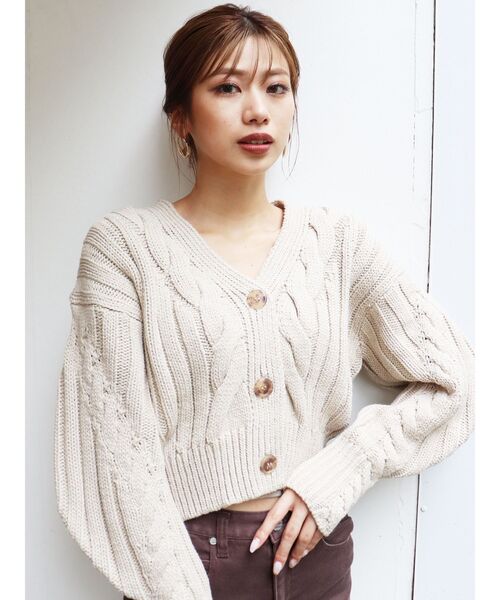 MURUA（ムルーア）の「ニットミニマルカーデSET（カーディガン/ボレロ・レディース・アイボリー/ブラック/パープル/ブラウン・FREE）」の9枚目の写真