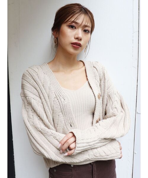 MURUA（ムルーア）の「ニットミニマルカーデSET（カーディガン/ボレロ・レディース・アイボリー/ブラック/パープル/ブラウン・FREE）」の10枚目の写真