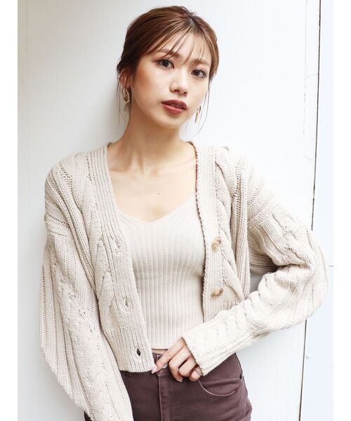 MURUA（ムルーア）の「ニットミニマルカーデSET（カーディガン/ボレロ・レディース・アイボリー/ブラック/パープル/ブラウン・FREE）」の11枚目の写真