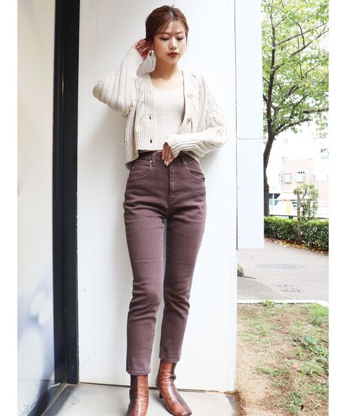 MURUA（ムルーア）の「ニットミニマルカーデSET（カーディガン/ボレロ・レディース・アイボリー/ブラック/パープル/ブラウン・FREE）」の12枚目の写真