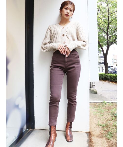 MURUA（ムルーア）の「ニットミニマルカーデSET（カーディガン/ボレロ・レディース・アイボリー/ブラック/パープル/ブラウン・FREE）」の13枚目の写真