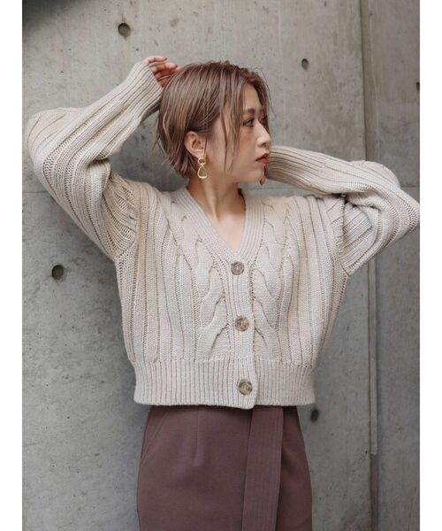 MURUA（ムルーア）の「ニットミニマルカーデSET（カーディガン/ボレロ・レディース・アイボリー/ブラック/パープル/ブラウン・FREE）」の15枚目の写真