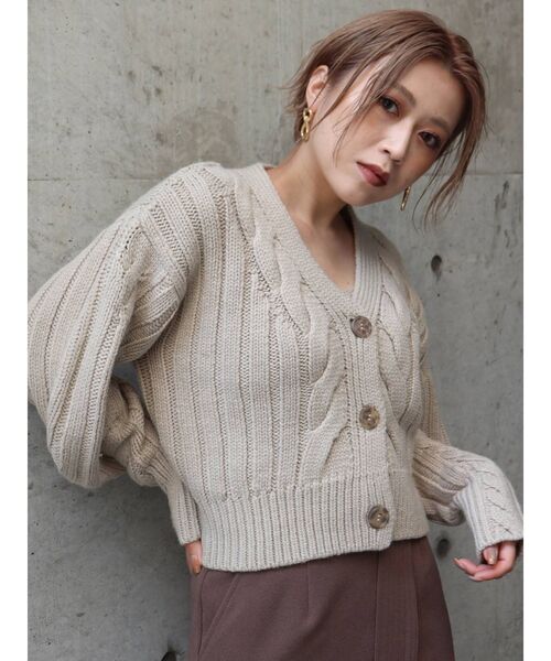 MURUA（ムルーア）の「ニットミニマルカーデSET（カーディガン/ボレロ・レディース・アイボリー/ブラック/パープル/ブラウン・FREE）」の16枚目の写真