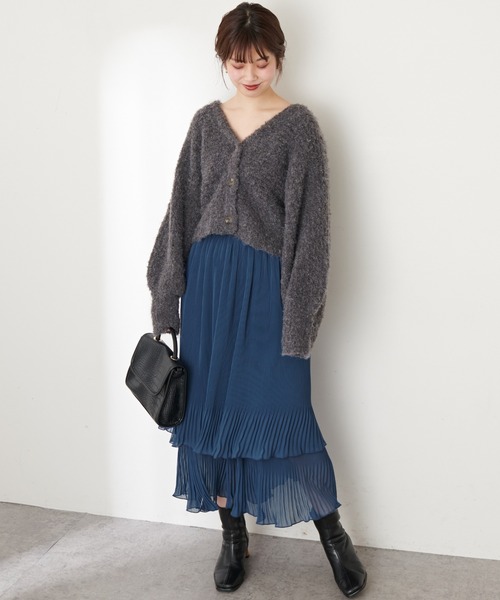 natural couture(ナチュラルクチュール)の「ふんわりMIXニットショートカーディガン(カーディガン/ボレロ・レディース・オフホワイト/ラベンダー/チャコール/キャメル・FREE)」の18枚目の写真