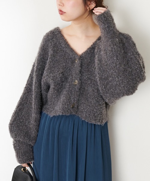 natural couture(ナチュラルクチュール)の「ふんわりMIXニットショートカーディガン(カーディガン/ボレロ・レディース・オフホワイト/ラベンダー/チャコール/キャメル・FREE)」の11枚目の写真