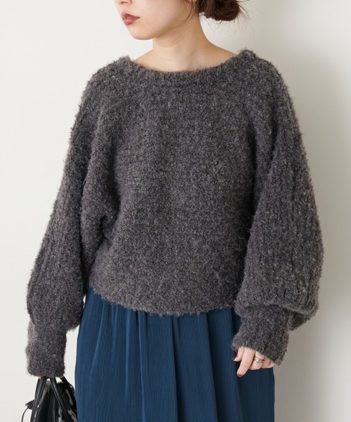 natural couture(ナチュラルクチュール)の「ふんわりMIXニットショートカーディガン(カーディガン/ボレロ・レディース・オフホワイト/ラベンダー/チャコール/キャメル・FREE)」の5枚目の写真