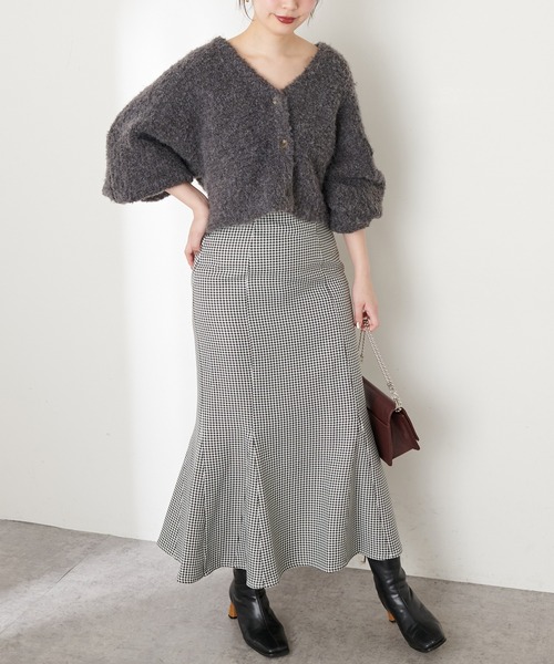 natural couture(ナチュラルクチュール)の「ふんわりMIXニットショートカーディガン(カーディガン/ボレロ・レディース・オフホワイト/ラベンダー/チャコール/キャメル・FREE)」の9枚目の写真