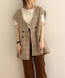 w closet | グレンチェックオーバーベスト(ベスト)