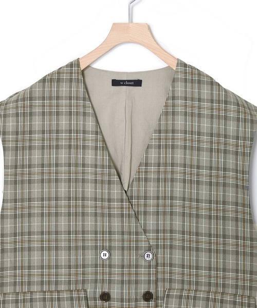 w closet（ダブルクローゼット）の「グレンチェックオーバーベスト（ベスト・レディース・ブラウン/ブラック・FREE）」の5枚目の写真
