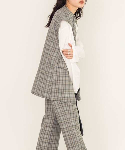 w closet（ダブルクローゼット）の「グレンチェックオーバーベスト（ベスト・レディース・ブラウン/ブラック・FREE）」の13枚目の写真