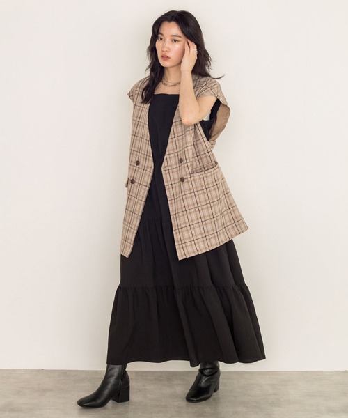 w closet（ダブルクローゼット）の「グレンチェックオーバーベスト（ベスト・レディース・ブラウン/ブラック・FREE）」の22枚目の写真