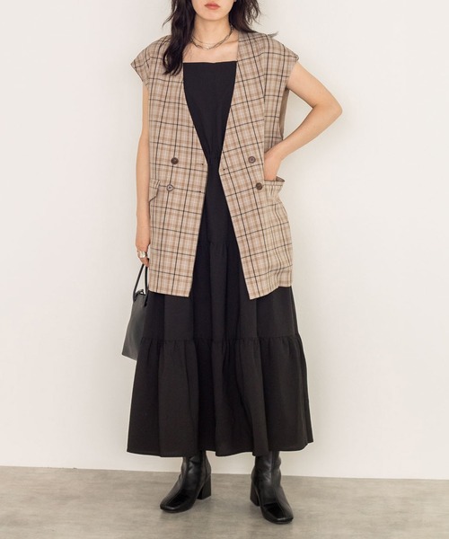 w closet（ダブルクローゼット）の「グレンチェックオーバーベスト（ベスト・レディース・ブラウン/ブラック・FREE）」の10枚目の写真
