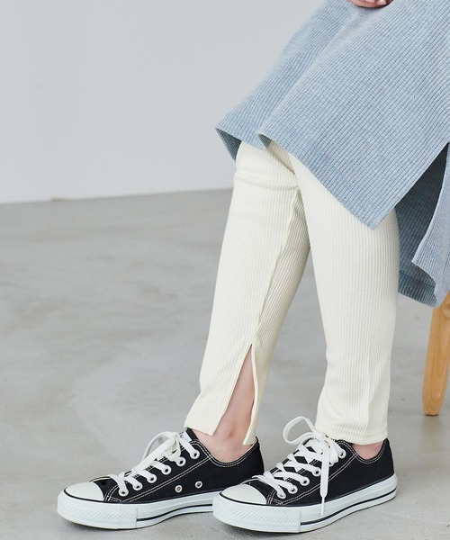 Chaco closet(チャコ クローゼット)の「サイドスリットリブレギンス(レギンス/スパッツ・レディース・ホワイト/ベージュ/ブラック/グレー・FREE)」の17枚目の写真