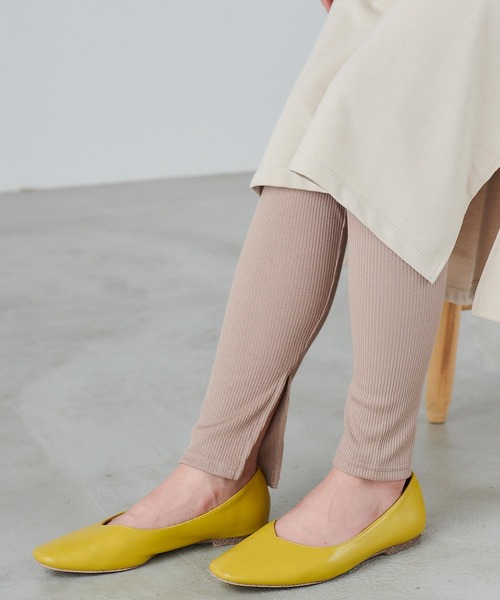 Chaco closet(チャコ クローゼット)の「サイドスリットリブレギンス(レギンス/スパッツ・レディース・ホワイト/ベージュ/ブラック/グレー・FREE)」の20枚目の写真