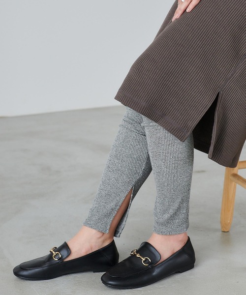 Chaco closet(チャコ クローゼット)の「サイドスリットリブレギンス(レギンス/スパッツ・レディース・ホワイト/ベージュ/ブラック/グレー・FREE)」の19枚目の写真