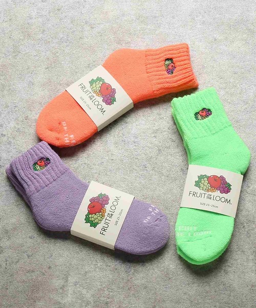 FRUIT OF THE LOOM（フルーツオブザルーム）の「【FRUIT OF THE LOOM】裏起毛ネオンルームソックス / レディース クォーター丈 靴下（ソックス/靴下・レディース・パープル/ピンク/グリーン・23cm～25cm）」の7枚目の写真