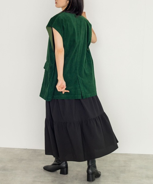 w closet（ダブルクローゼット）の「【新色追加】【SETUP対応】VネックW前BIGベスト（ベスト・レディース・ダークグリーン/カーキ/スミクロ/サックスブルー・FREE）」の5枚目の写真