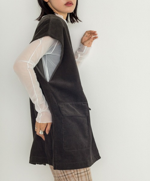 w closet（ダブルクローゼット）の「【新色追加】【SETUP対応】VネックW前BIGベスト（ベスト・レディース・ダークグリーン/カーキ/スミクロ/サックスブルー・FREE）」の22枚目の写真