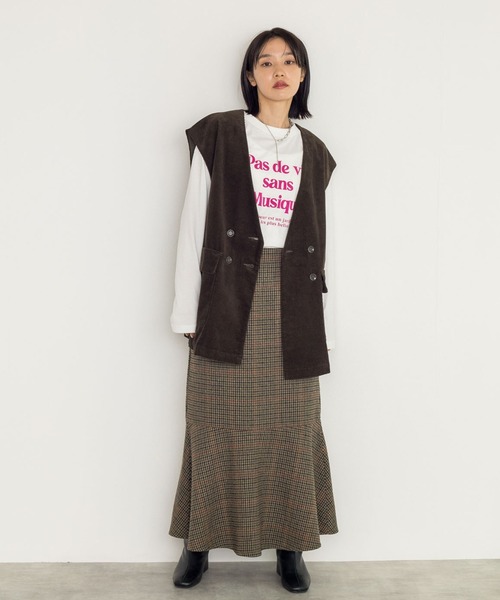 w closet（ダブルクローゼット）の「【新色追加】【SETUP対応】VネックW前BIGベスト（ベスト・レディース・ダークグリーン/カーキ/スミクロ/サックスブルー・FREE）」の11枚目の写真