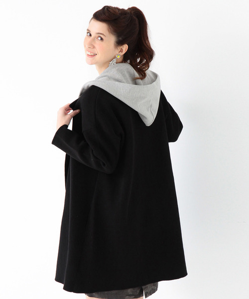 Another Edition(アナザーエディション)の「ニットフードコート/AEBC KNIT HOOD CT(カーディガン/ボレロ・レディース・ブラック/ライトピンク・フリ-)」の3枚目の写真