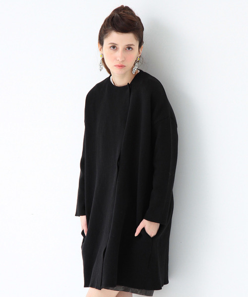 Another Edition(アナザーエディション)の「ニットフードコート/AEBC KNIT HOOD CT(カーディガン/ボレロ・レディース・ブラック/ライトピンク・フリ-)」の4枚目の写真
