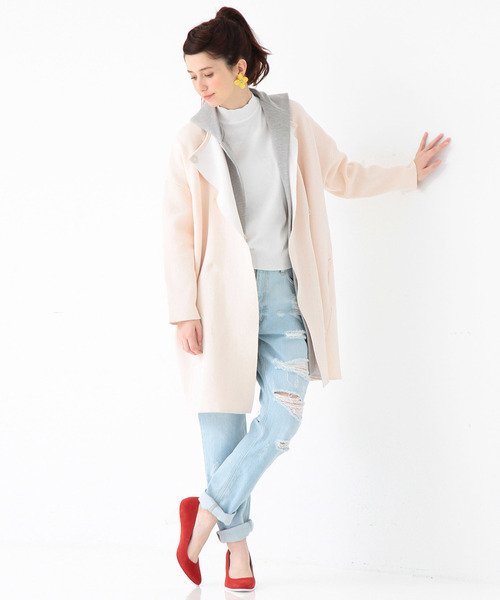 Another Edition(アナザーエディション)の「ニットフードコート/AEBC KNIT HOOD CT(カーディガン/ボレロ・レディース・ブラック/ライトピンク・フリ-)」の20枚目の写真
