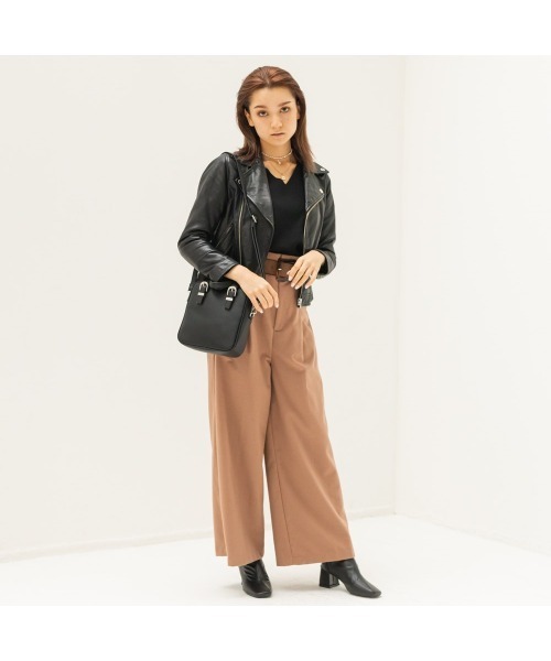 MURUA(ムルーア)の「MURUA (ムルーア) ミニスクエアバッグ MR-B1035 BUCKLE(ショルダーバッグ・レディース・ブラウン/ブラック・FREE)」の5枚目の写真