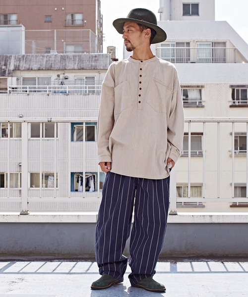 チャイハネ（チャイハネ）の「【チャイハネ】grn×Amina ストライプコットンツイルMEN'Sパンツ（その他パンツ・メンズ・ホワイト/カーキ/ブルー・FREE）」の11枚目の写真