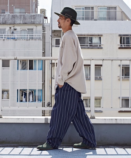 チャイハネ（チャイハネ）の「【チャイハネ】grn×Amina ストライプコットンツイルMEN'Sパンツ（その他パンツ・メンズ・ホワイト/カーキ/ブルー・FREE）」の4枚目の写真