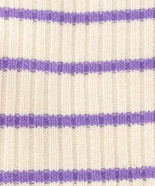 LEPSIM(レプシィム)の「5ゲージボーダーニットプルオーバー 229721(ニット/セーター・レディース・グリーン/パープル/ブラック/オフホワイト・FREE)」の5枚目の写真