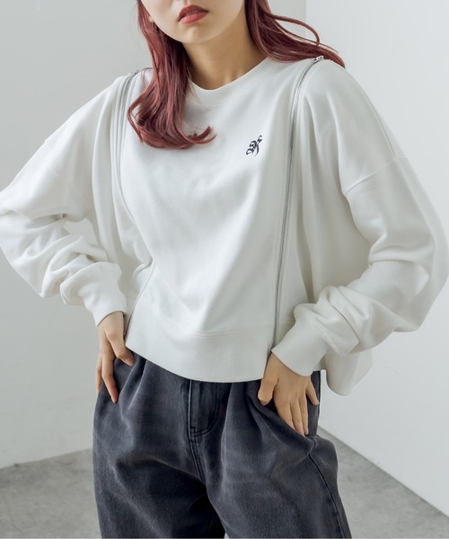 RASVOA(ラスボア)の「ダブルジップトレーナー/スウェット(スウェット・レディース・ブラック/オフホワイト・FREE)」の2枚目の写真