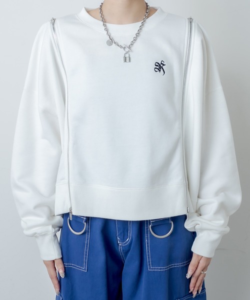 RASVOA(ラスボア)の「ダブルジップトレーナー/スウェット(スウェット・レディース・ブラック/オフホワイト・FREE)」の8枚目の写真