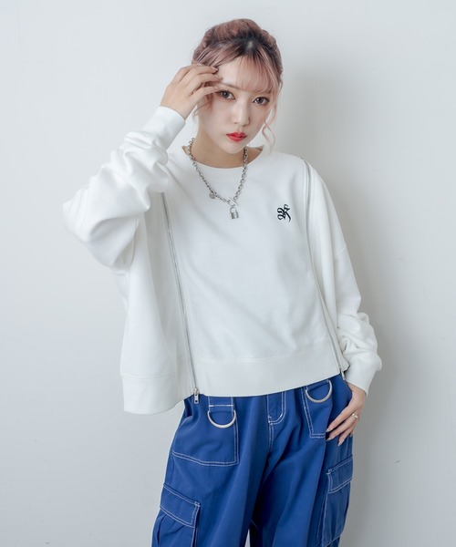 RASVOA(ラスボア)の「ダブルジップトレーナー/スウェット(スウェット・レディース・ブラック/オフホワイト・FREE)」の4枚目の写真