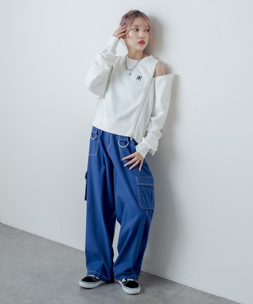 RASVOA(ラスボア)の「ダブルジップトレーナー/スウェット(スウェット・レディース・ブラック/オフホワイト・FREE)」の6枚目の写真